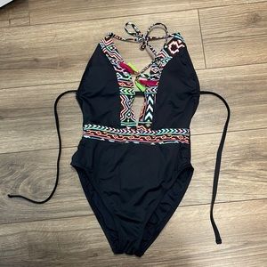Black one piece bathing suit